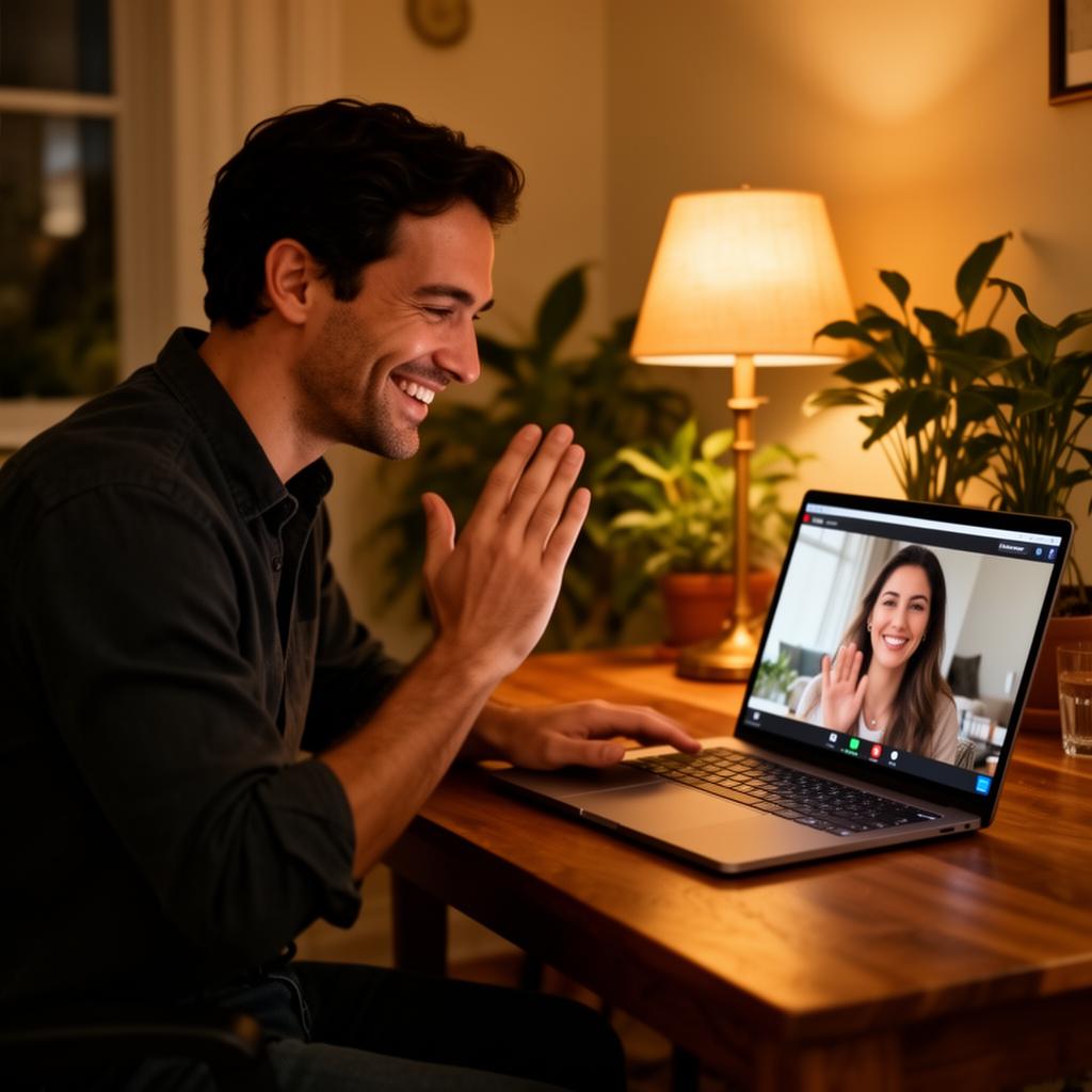 A man on a heartfelt video call